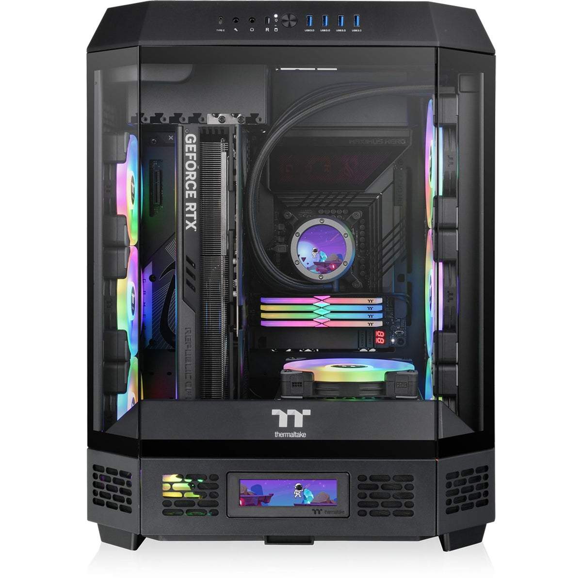 Thermaltake the tower 600 midi tower behuizing (zwart | 4x usb-a | 1x usb-c | tempered glass)