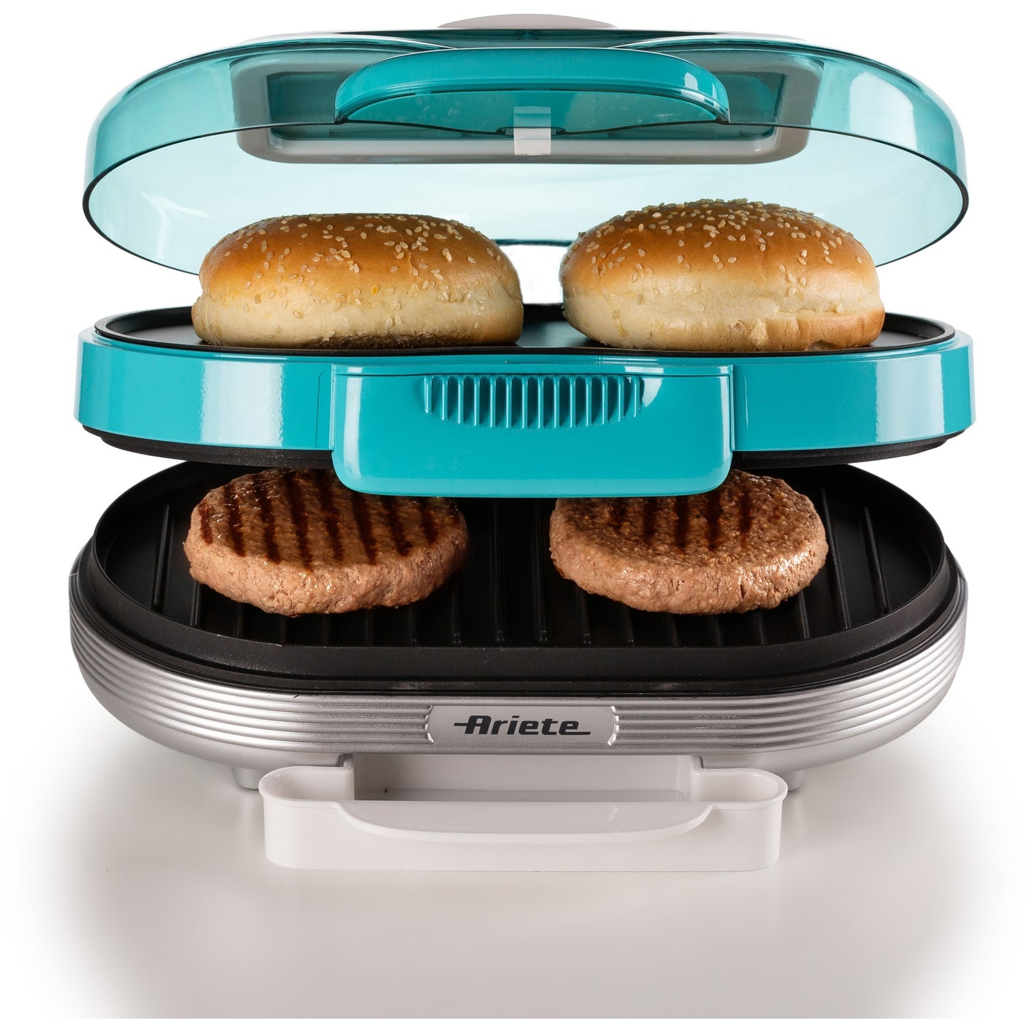 Ariete party time hamburger maker 0205 01 elektrische bakplaat (lichtblauw wit)