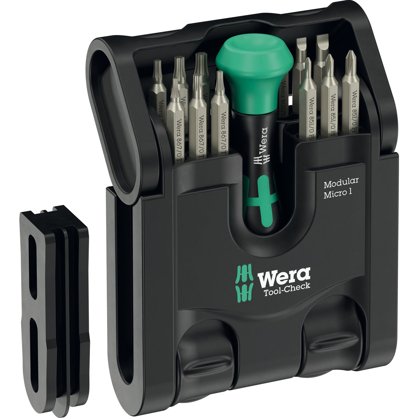 Wera tool-check modular micro 1, 21‑delig bitset (zwart groen)