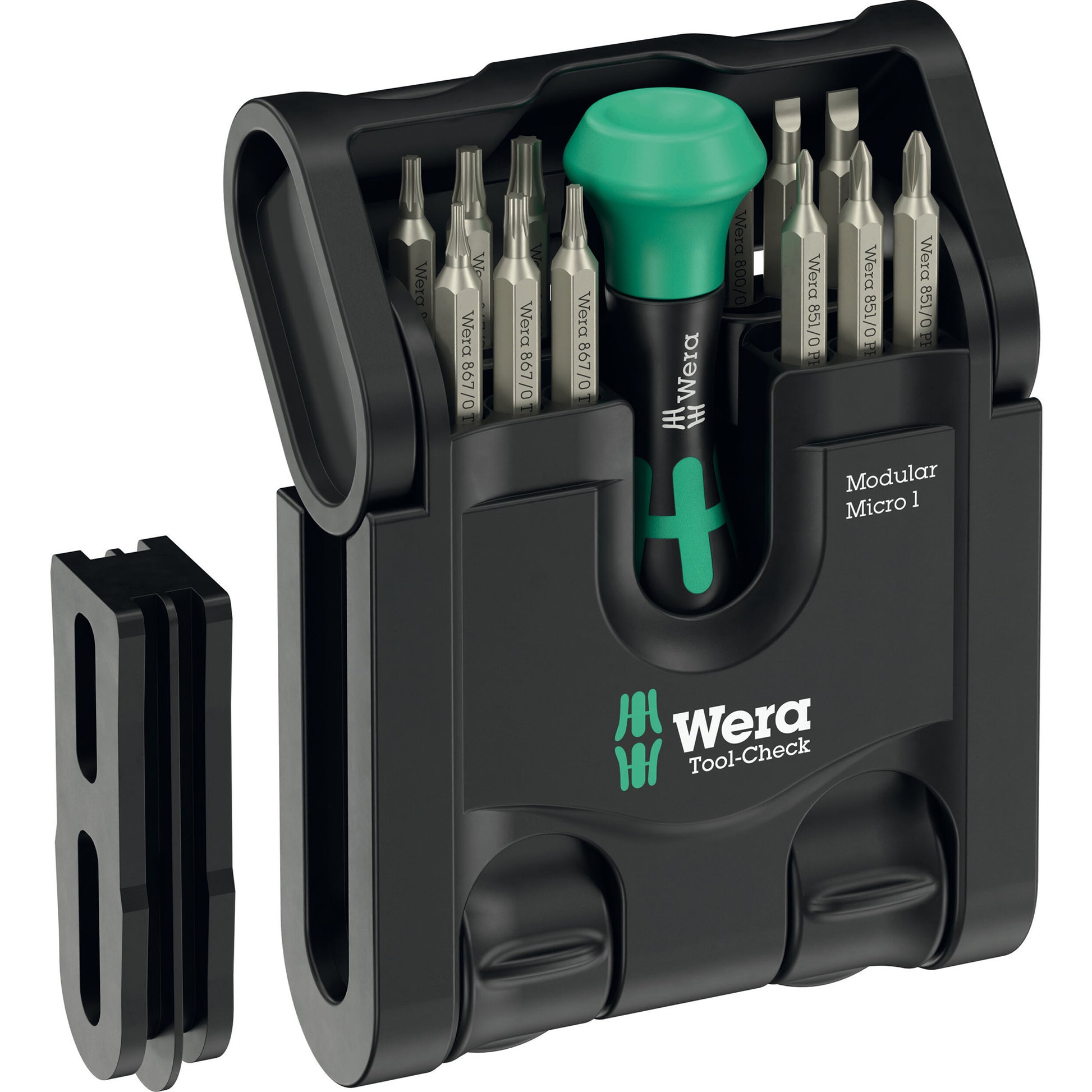 Wera tool-check modular micro 1, 21‑delig bitset (zwart groen)