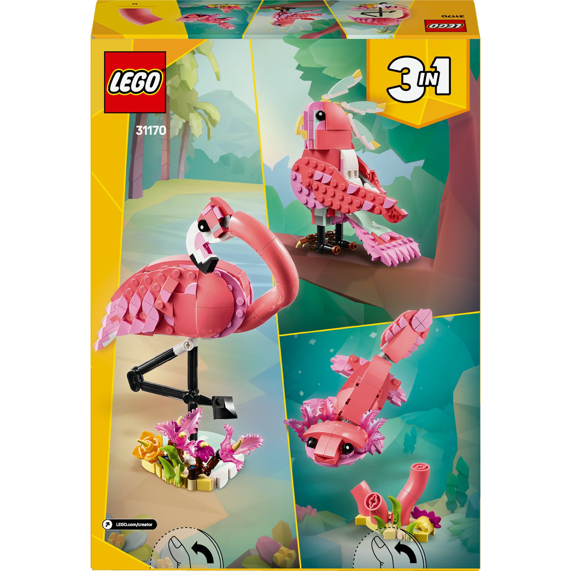 Lego ® creator 3in1 wilde dieren: roze flamingo set - 31170