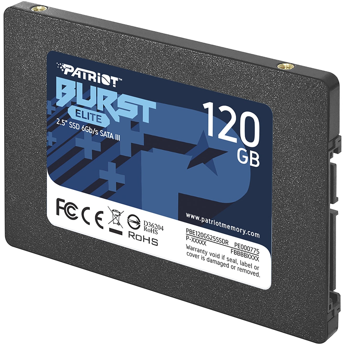 Patriot burst elite 120 gb ssd (zwart, pbe120gs25ssdr, sata 6 gb s)