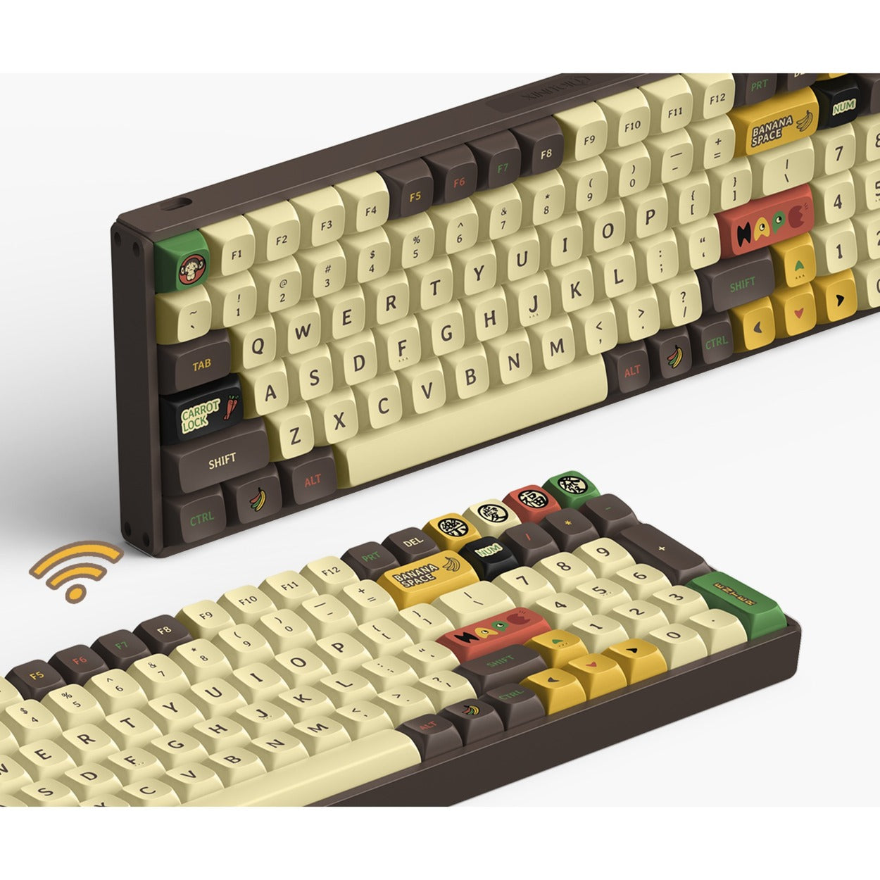 Iqunix f97 happy ape wireless mechanical keyboard (bruin, us lay-out (qwerty), iqunix moonstone turbo, 96%, rgb leds, hot-swappable, pbt, 2.4ghz | bluetooth 5.1 | usb-c)