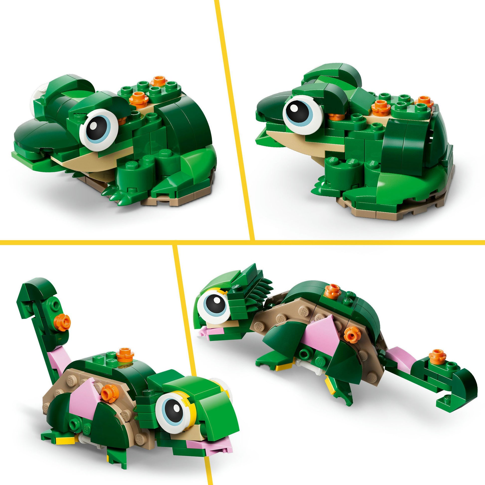 Lego ® creator 3in1 schildpad met waterlelie - speelgoedmodel - bouw om tot kameleon of kikker - 31377