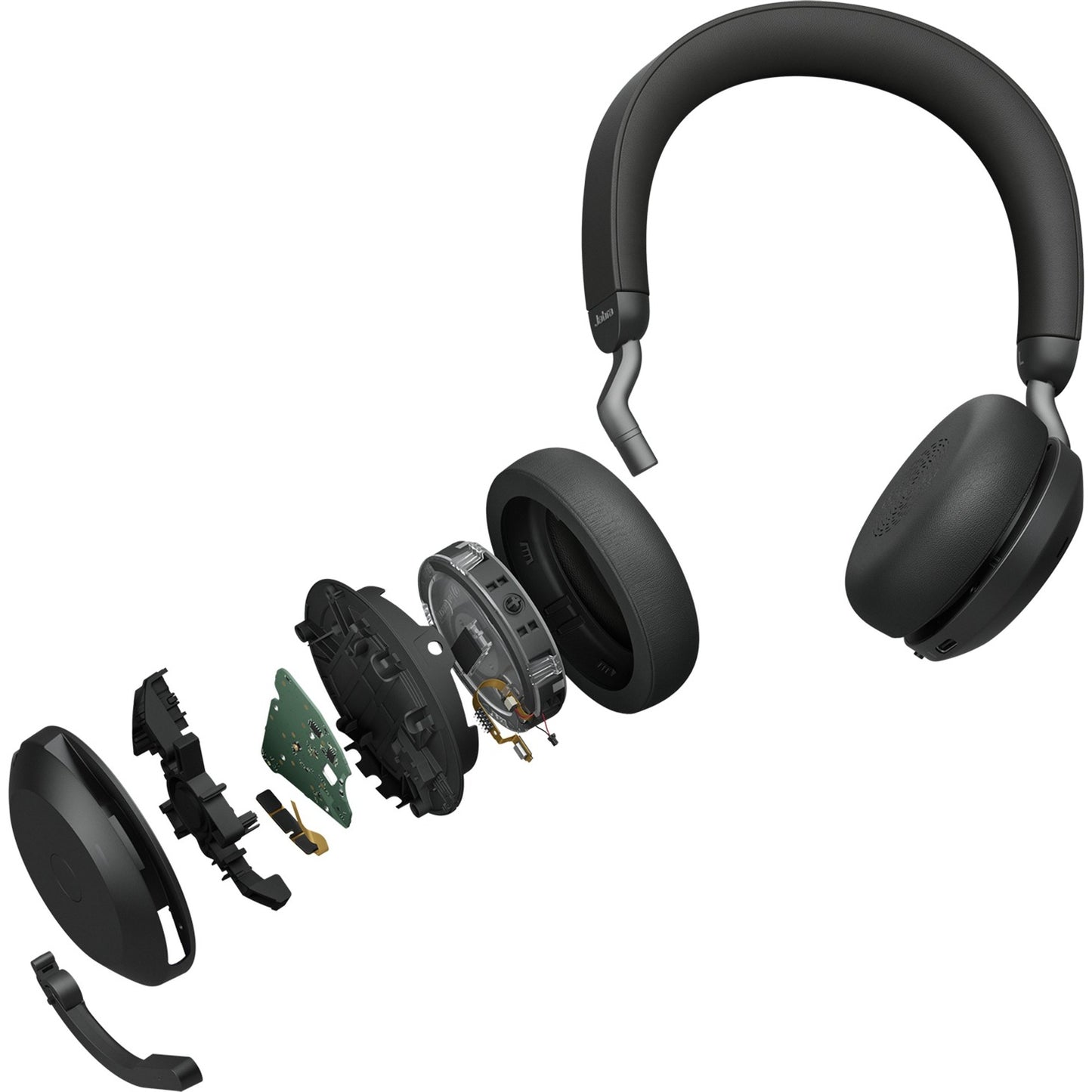 Jabra evolve2 75 on-ear headset (zwart, link380c, microsoft teams)