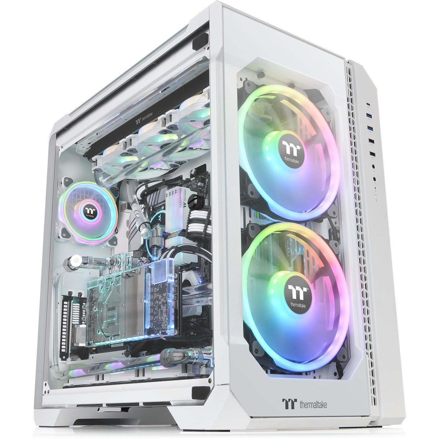 Thermaltake view 51 tg snow argb edition midi tower behuizing (wit | 4x usb-a | 1x usb-c | rgb | window)