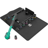 Wera 8100 sb 13 zyklop comfort ratelset gereedschapsset (zwart groen, omschakelpal, 3 8 aandrijving, imperial, 11‑delig) - afbeelding 1