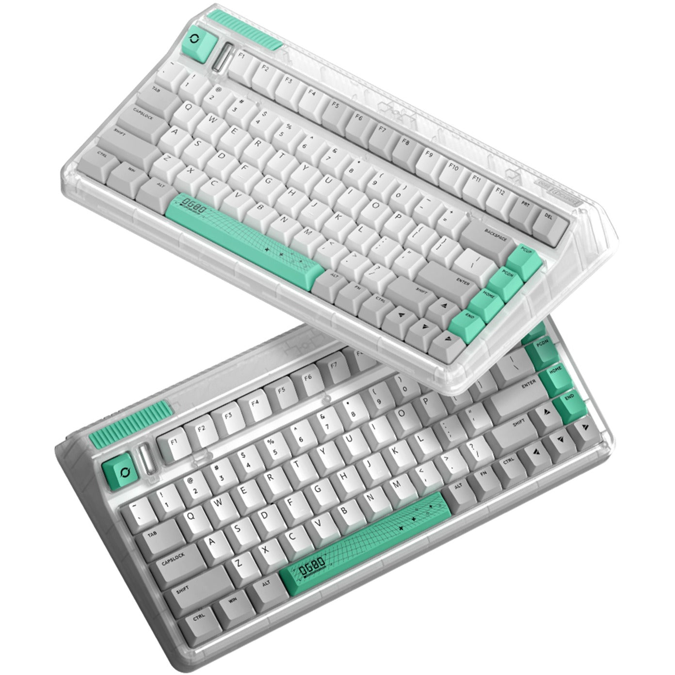 Iqunix og80 wormhole wireless mechanical keyboard (grijs, us lay-out (qwerty), cherry mx red, 80% (tkl), rgb leds, hot-swappable, pbt, 2.4ghz | bluetooth 5.1 | usb-c)