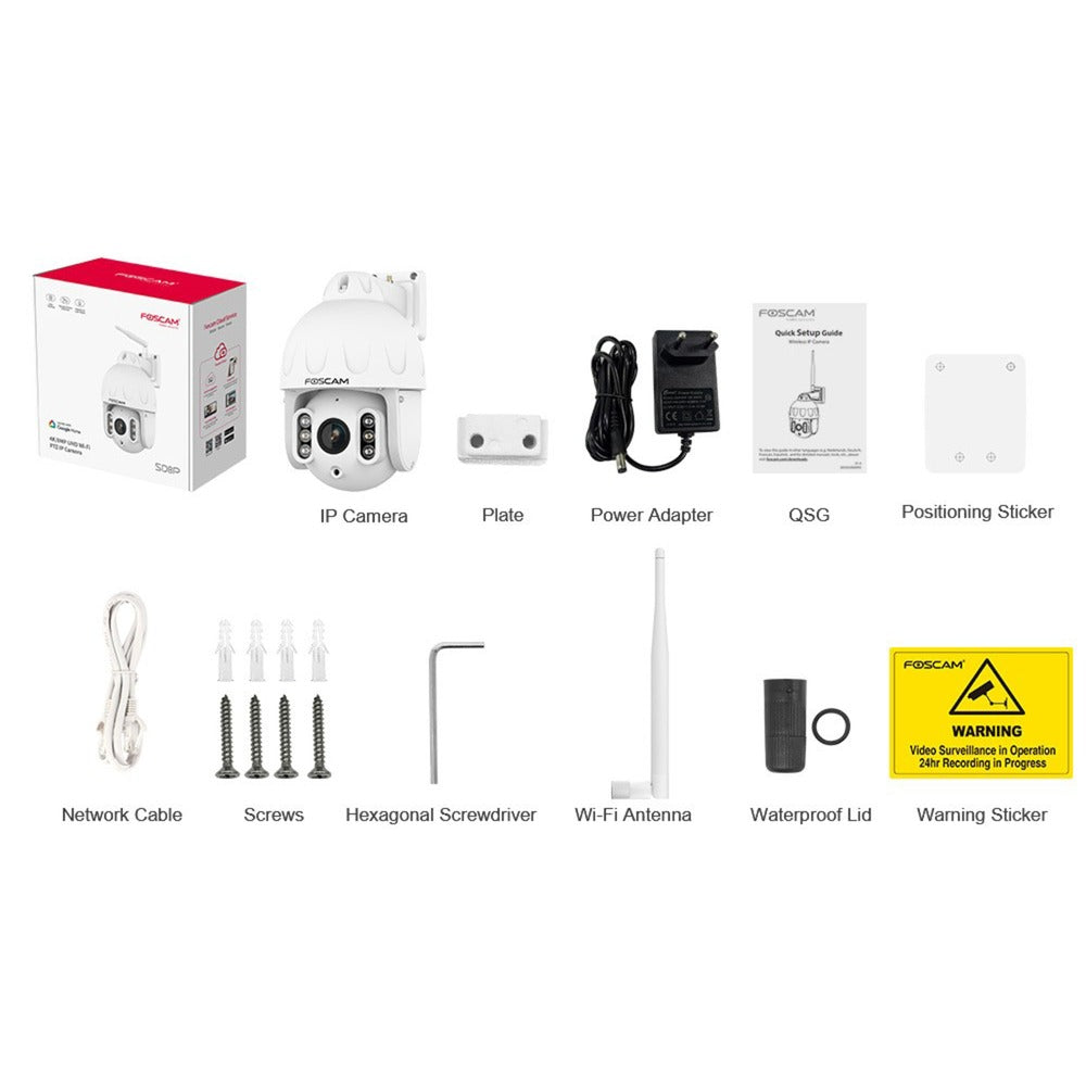 Foscam sd8p, 4k 8mp dual-band wifi ptz buiten beveiligingscamera (wit)