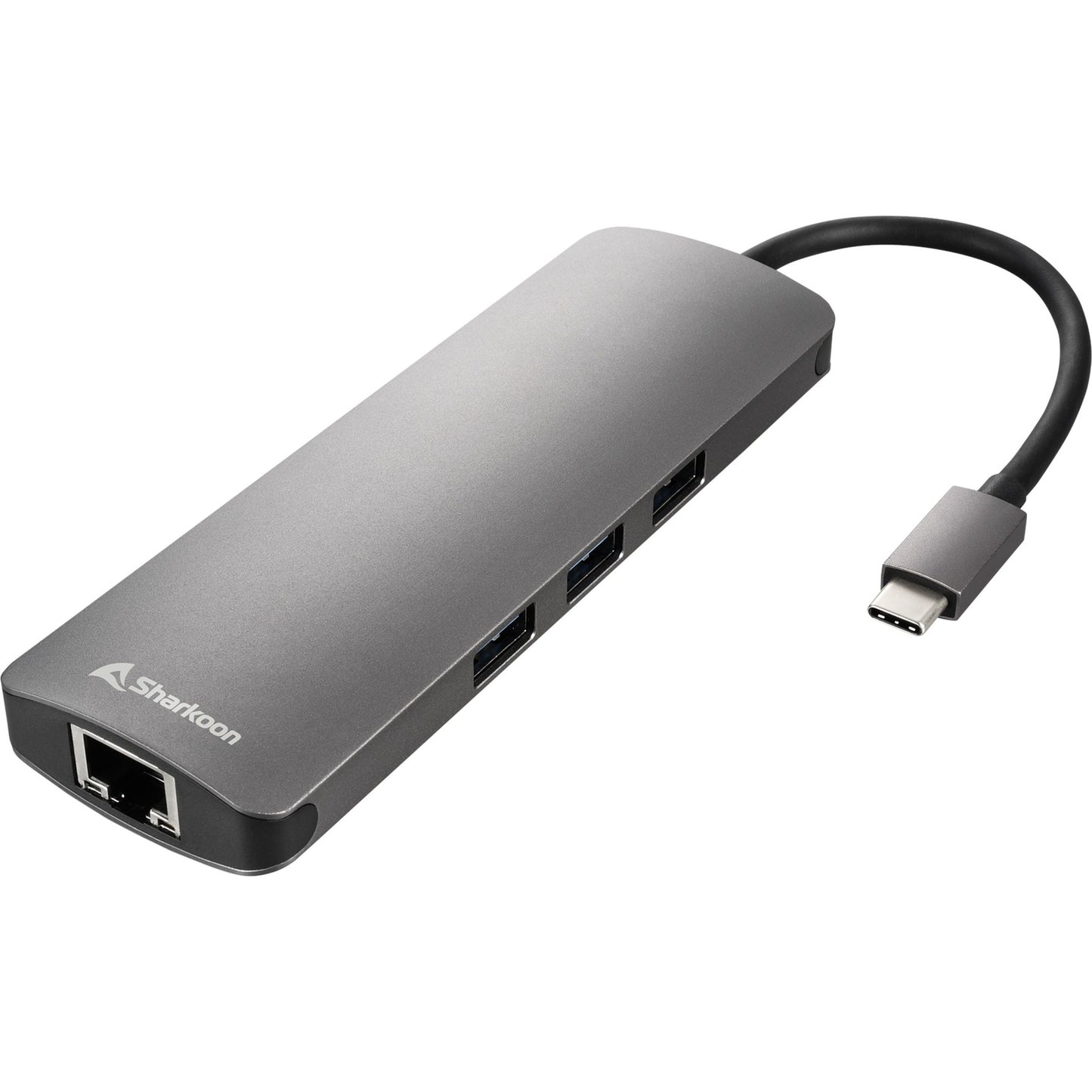 Sharkoon usb 3.0 type c combo adapter dockingstation (donkergrijs)