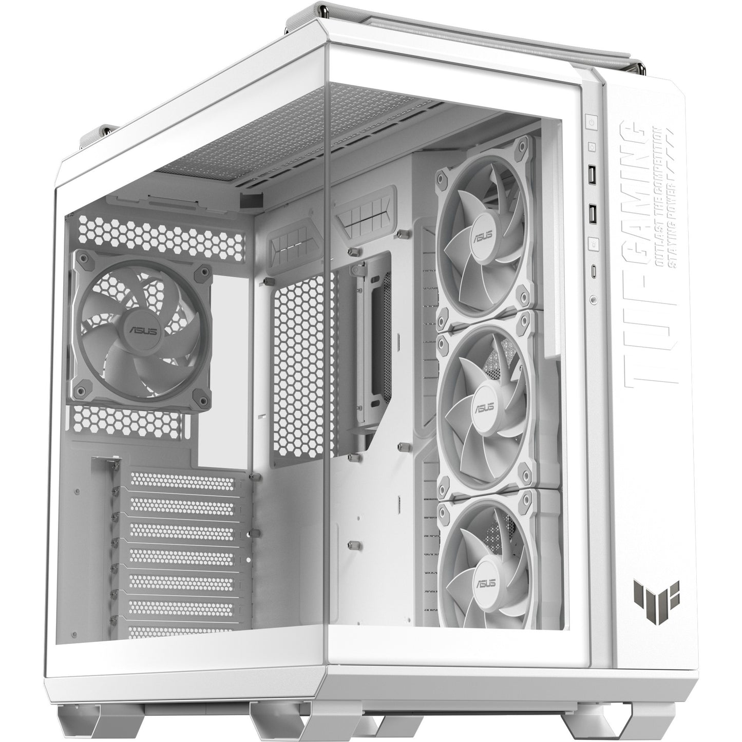 Asus tuf gaming gt502 horizon argb midi tower behuizing (wit | 3x usb-a | 1x usb-c | tempered glass)