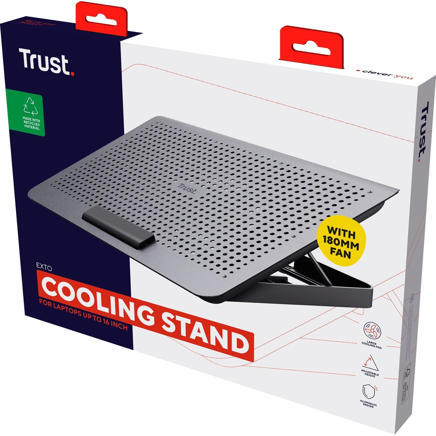 Trust exto laptop cooling stand laptopkoeler (grijs)