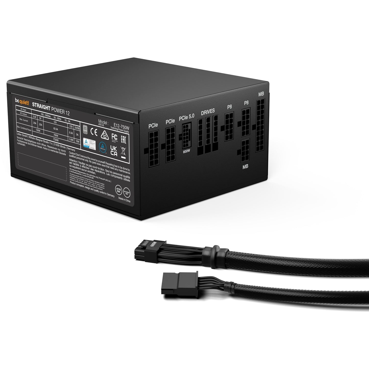 Be quiet! straight power 12 platinum modulaire 750 watt voeding (zwart, 1x 12v-2x6, 4x pcie)