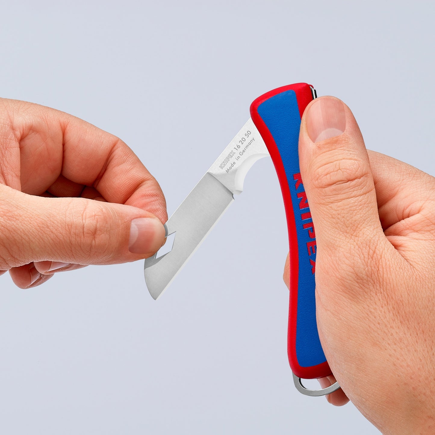 Knipex electriciën zakmes 16 20 50 sb (rood blauw, lengte 120mm)