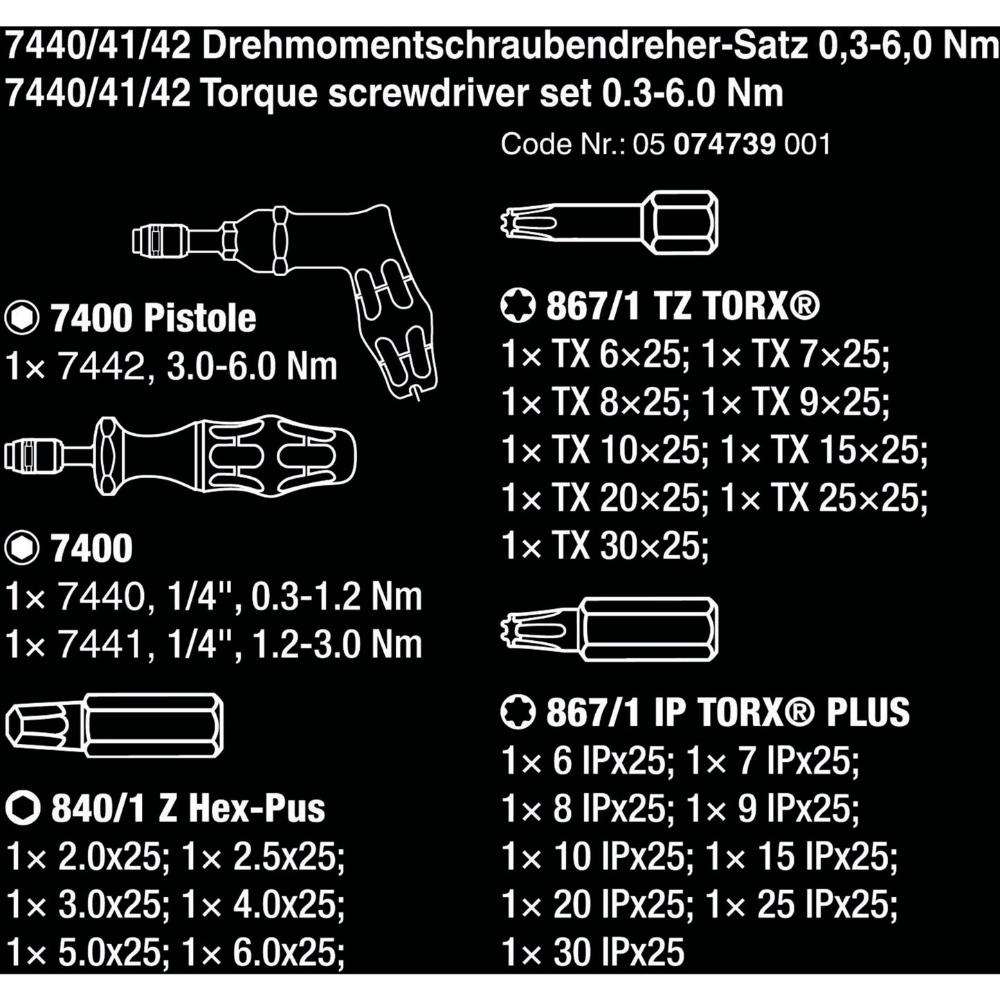 Wera 7440 41 42 kraftform momentschroevendraaierset 0,3-6,0nm (zwart groen, 27-delig, met rapidaptor snelspanboorhouder)
