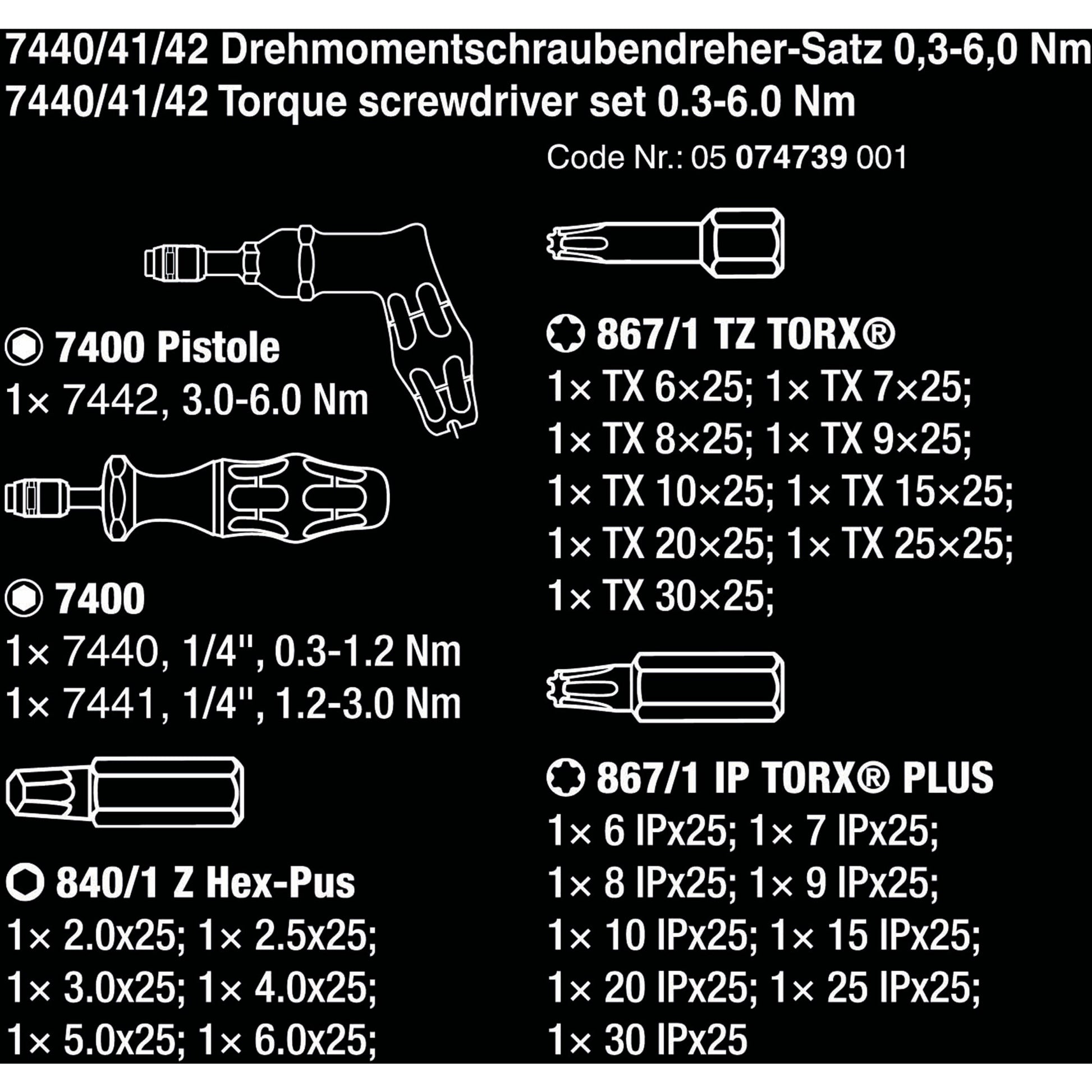 Wera 7440 41 42 kraftform momentschroevendraaierset 0,3-6,0nm (zwart groen, 27-delig, met rapidaptor snelspanboorhouder)