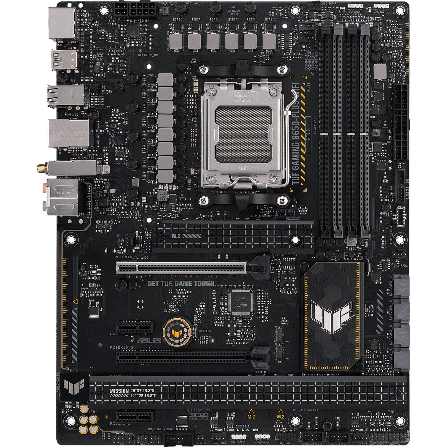 Asus tuf gaming b650-plus wifi socket am5 moederbord (zwart lichtoranje, raid, 2.5gb-lan, wi-fi 6, bt 5.2, sound, atx)
