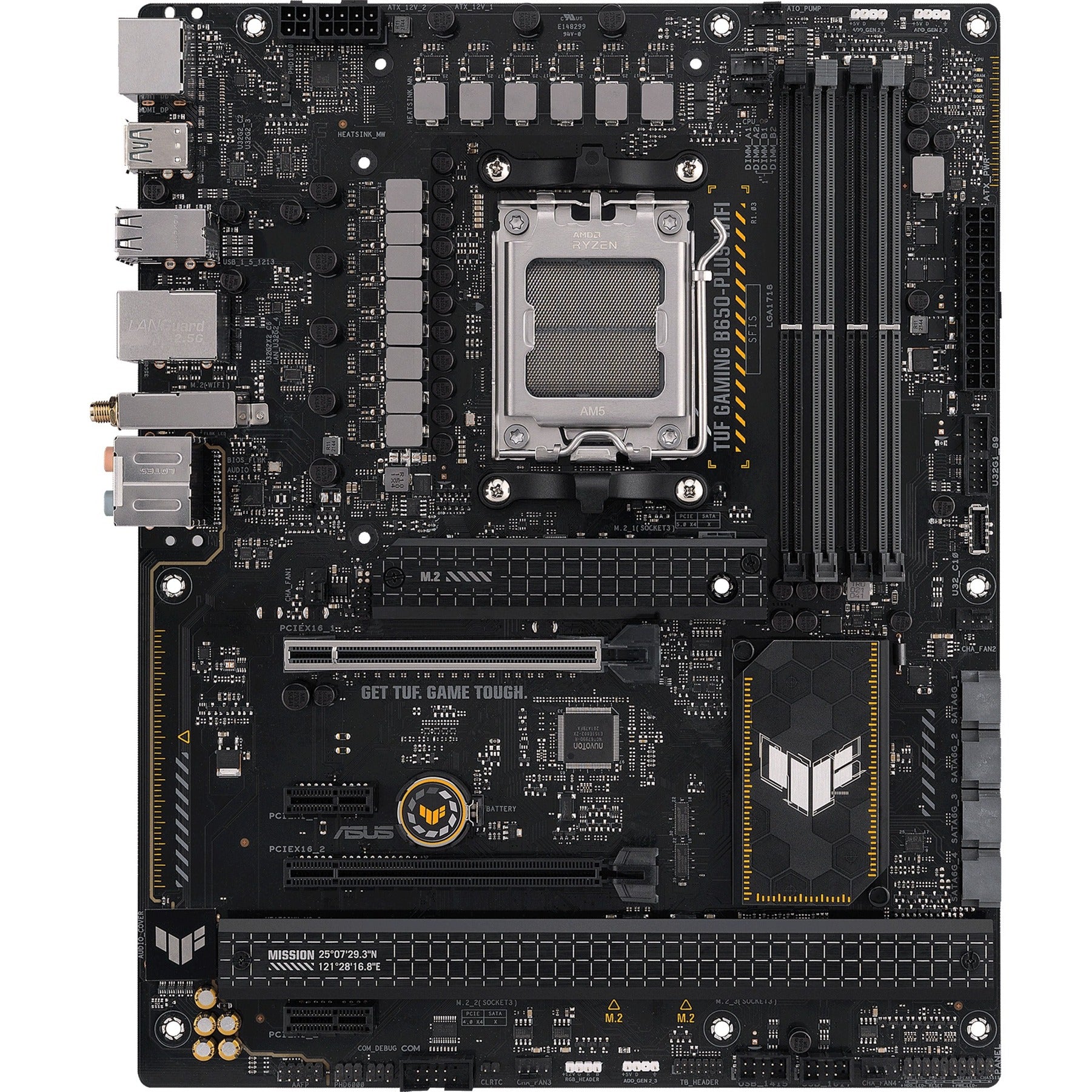 Asus tuf gaming b650-plus wifi socket am5 moederbord (zwart lichtoranje, raid, 2.5gb-lan, wi-fi 6, bt 5.2, sound, atx)