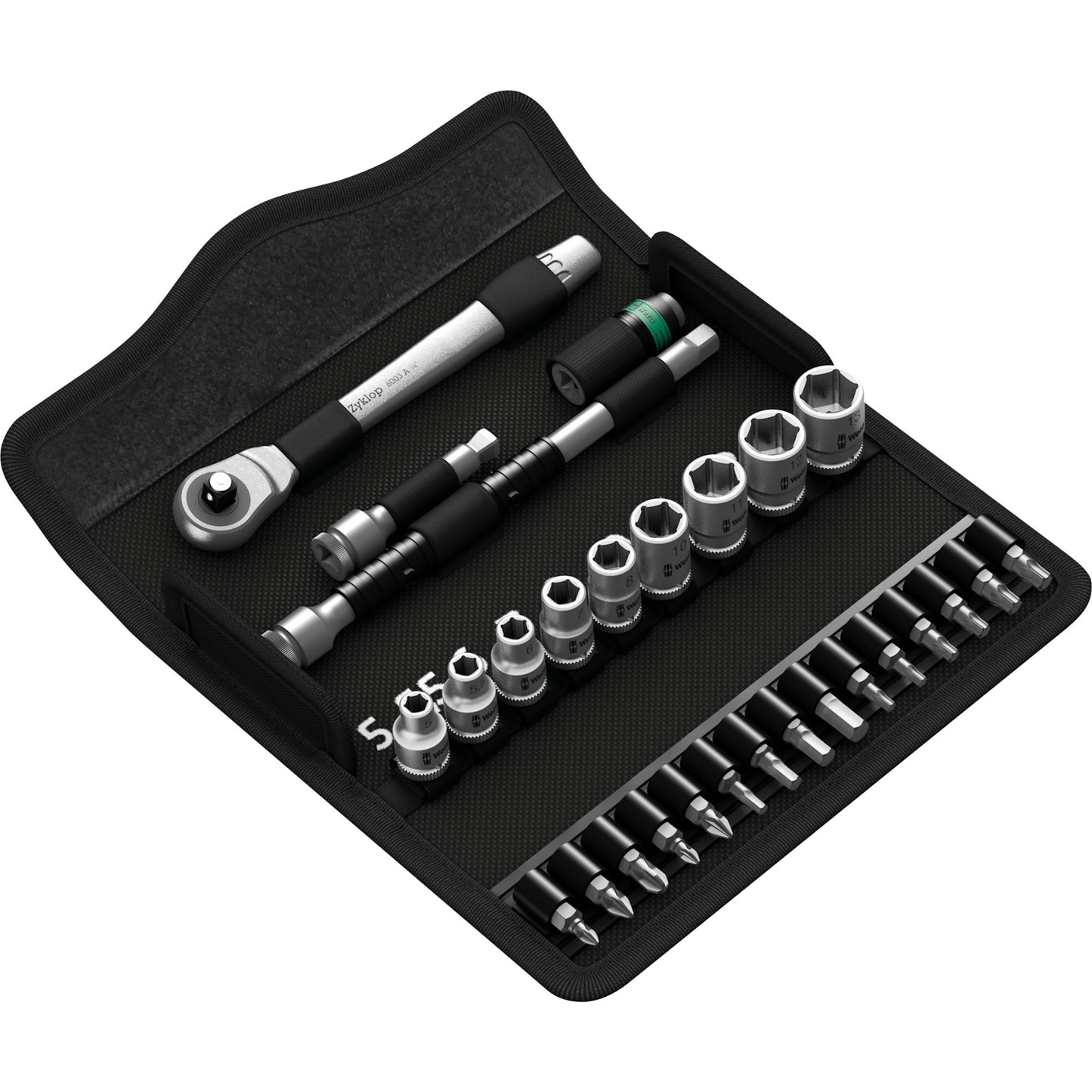 Wera 8100 sa 7 zyklop metal-ratelset doorsteekvierkant 1 4 gereedschapsset (28-delig)