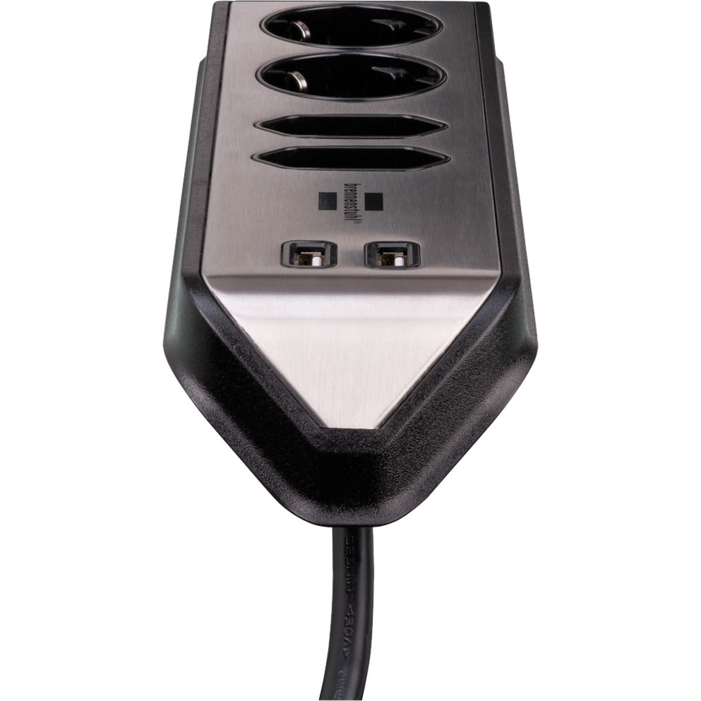Brennenstuhl ®estilo hoekaansluitdoosstrook met usb laadfunctie 4-weg 2x b eschermend contactdoos 2x euro zilver zwart