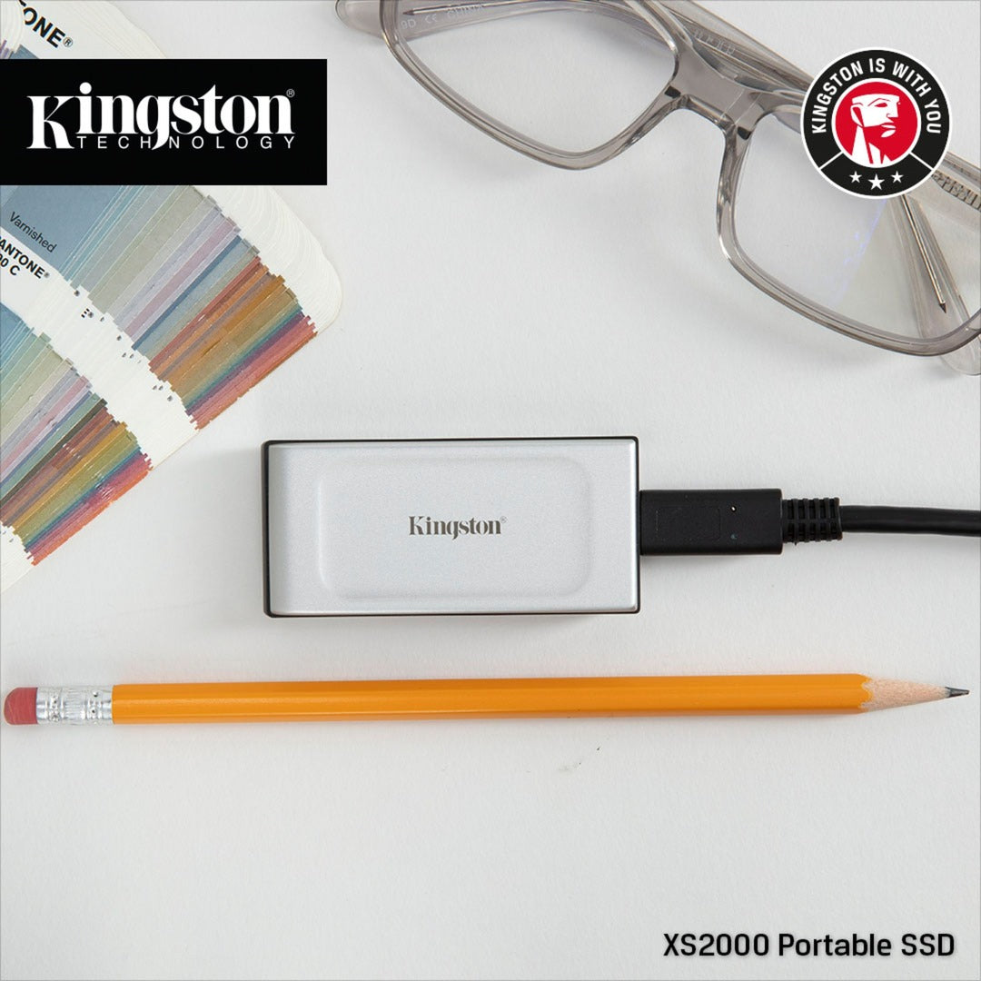 Kingston xs2000 portable 4 tb externe ssd (zilver zwart, sxs2000 2000g, usb-c 3.2 (20 gbit s))