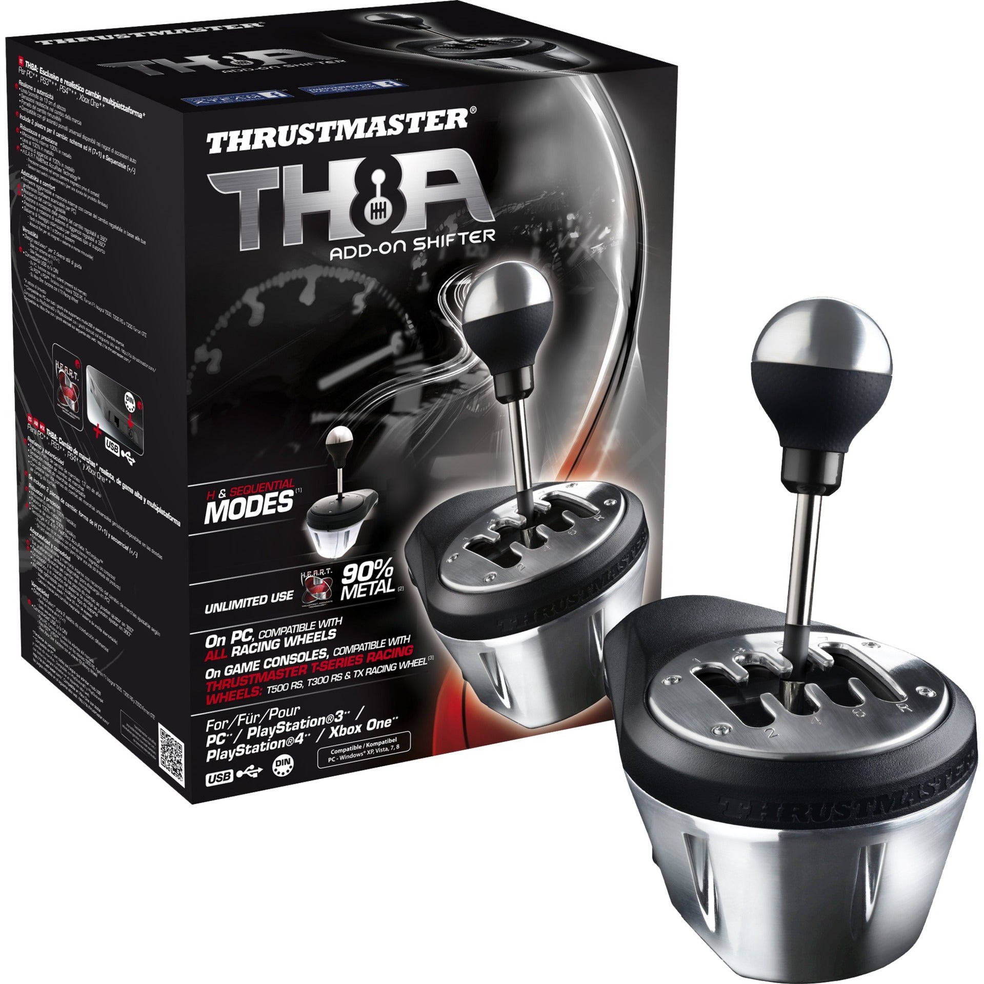 Thrustmaster th8a add-on gaming shifter (zwart zilver, pc, ps5, ps4, xbox series x|s, xbox one)