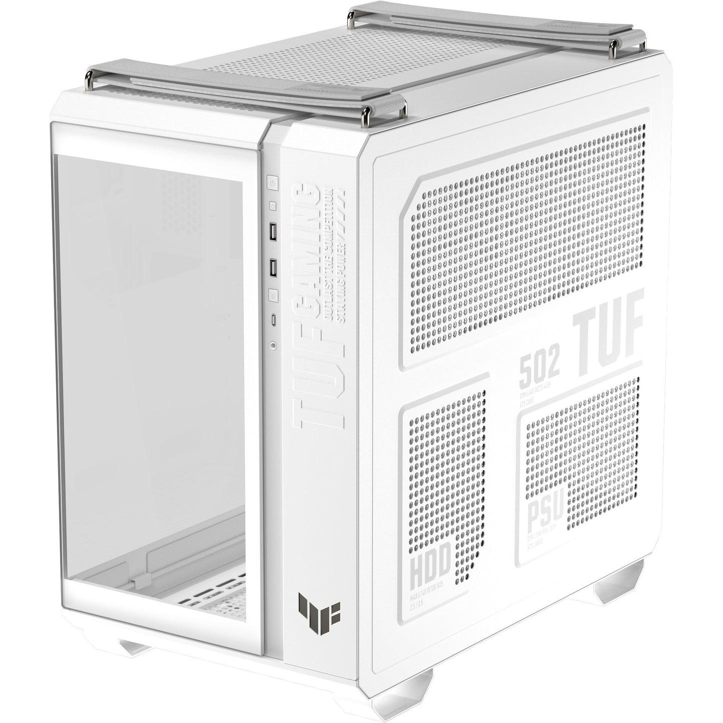 Asus tuf gaming gt502 horizon argb midi tower behuizing (wit | 3x usb-a | 1x usb-c | tempered glass)