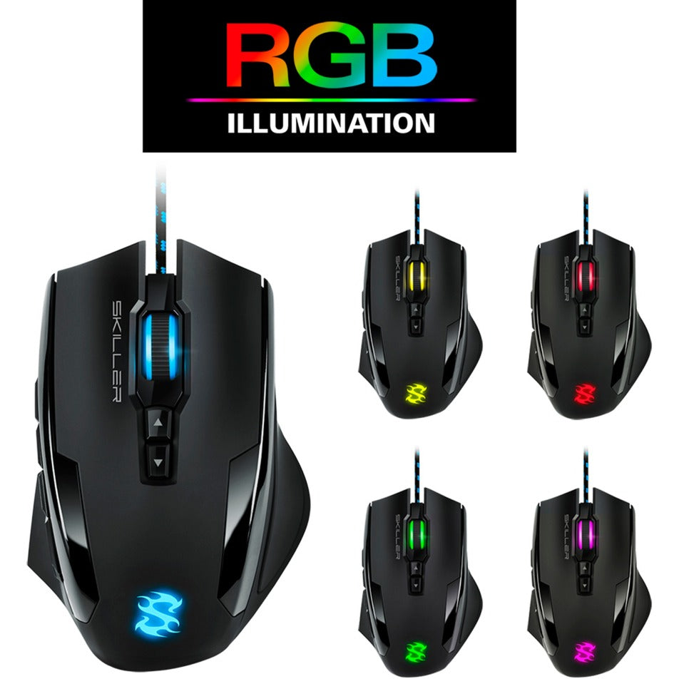 Sharkoon skiller sgm1 rgb gaming muis (zwart, 10.800 dpi, rgb leds)