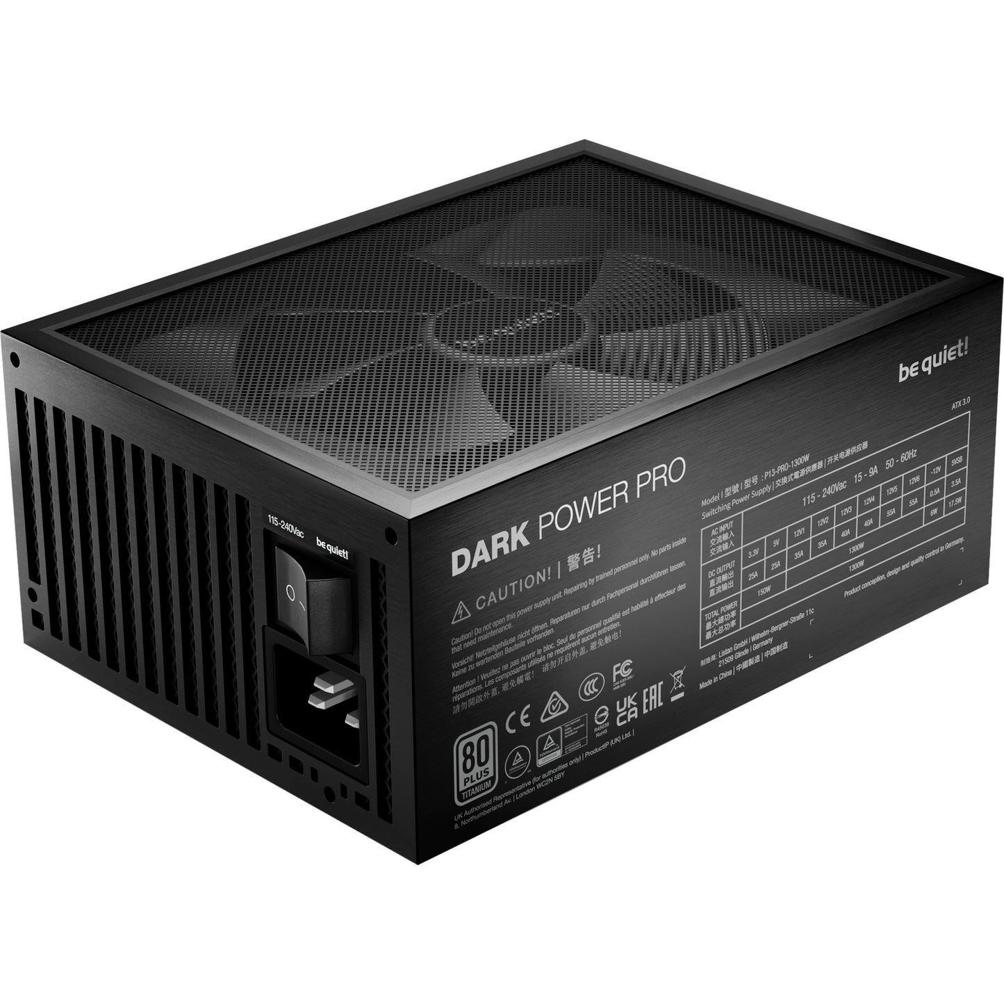 Be quiet! dark power pro 13 modulaire 1300 watt voeding (zwart, 2x 12vhpwr, 6x pcie)