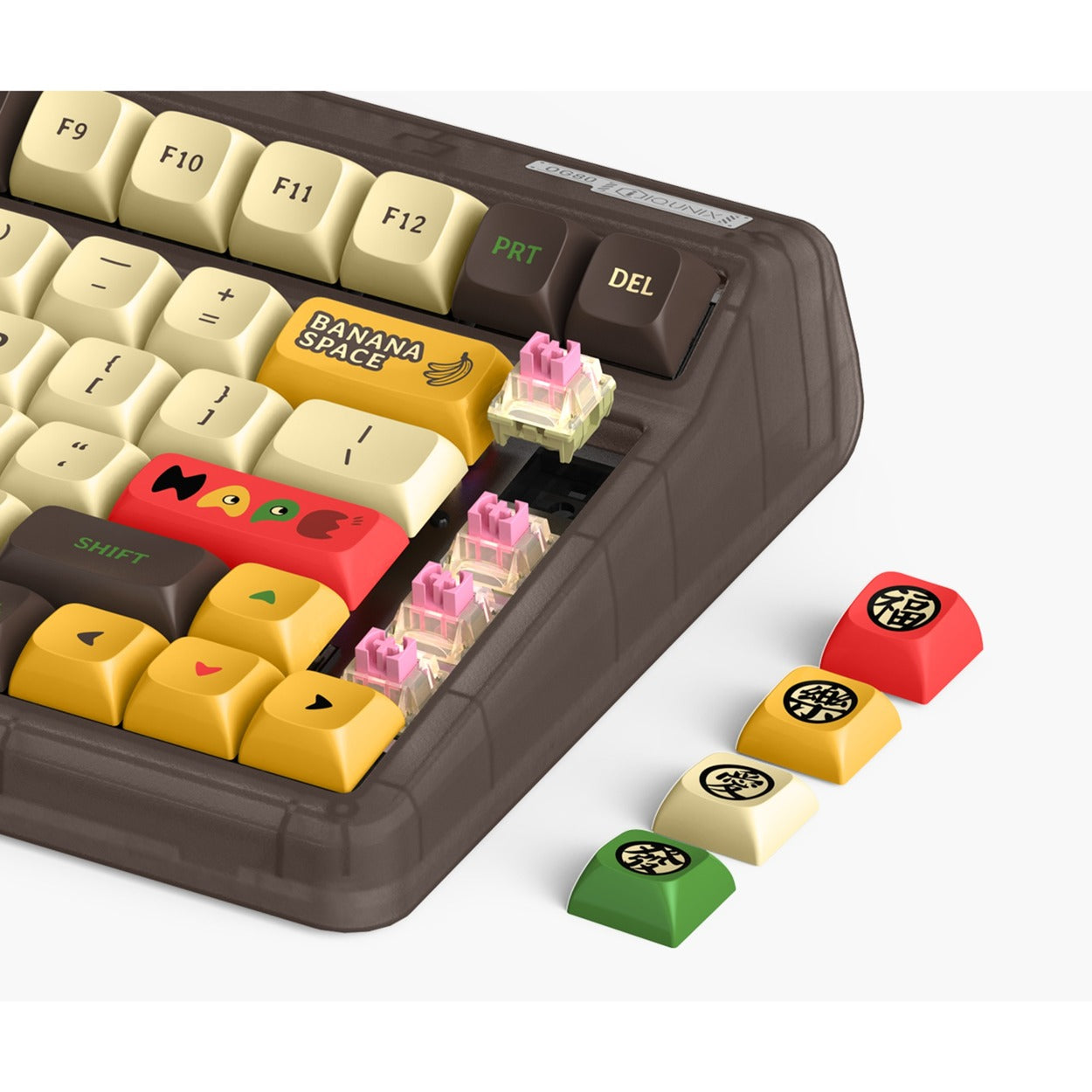 Iqunix og80 happy ape wireless mechanical keyboard (zwart, us lay-out (qwerty), iqunix moonstone, 80% (tkl), rgb leds, hot-swappable, pbt, 2.4ghz | bluetooth 5.1 | usb-c)