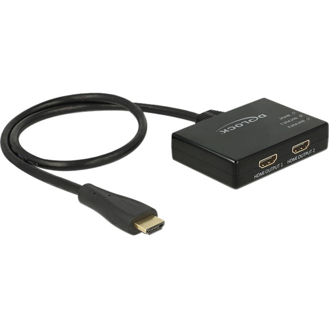Delock 1x hdmi in > 2x hdmi out hdmi splitter (zwart, 60 centimeter, 4k)
