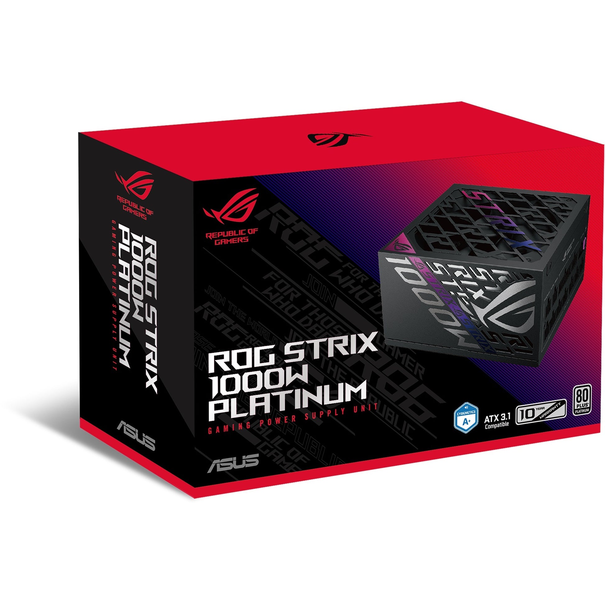 Asus rog strix platinum modulaire 1000 watt voeding (zwart, 1x 12v-2x6, 4x pcie)