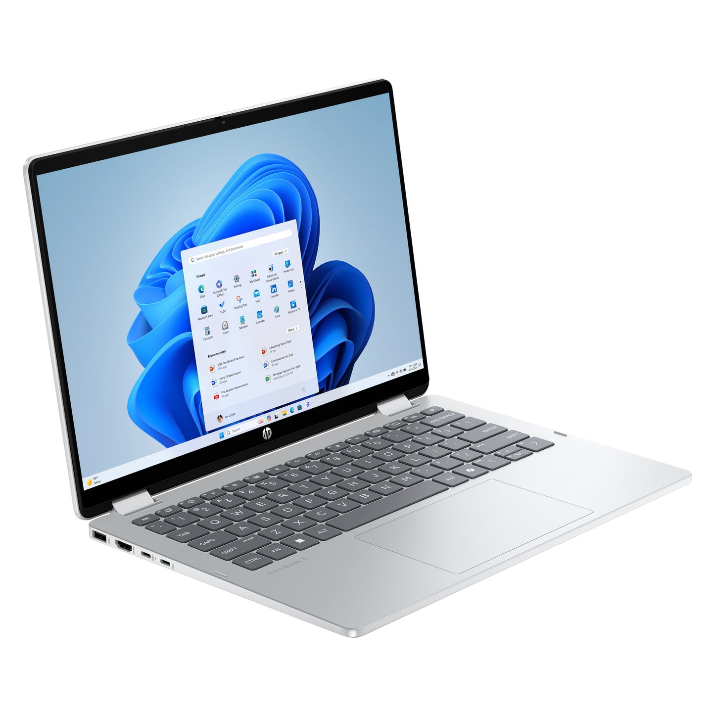 Hp omnibook 5 flip 2-in-1 14-fp0250ndx 14 laptop (zilver | core 5 120u | intel graphics | 8 gb | 512 gb ssd | touch)