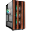 Sharkoon rebel c70g rgb midi tower behuizing (zwart houtkleur | 2x usb-a | 1x usb-c | rgb | tempered glass)