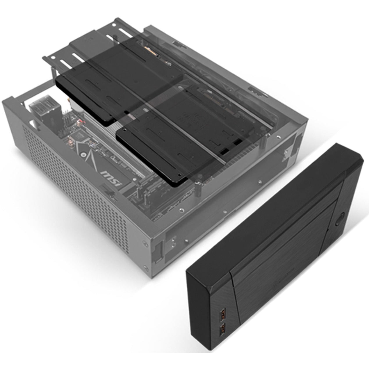 Silverstone sst-ml10b htpc behuizing (zwart | 2x usb-a)