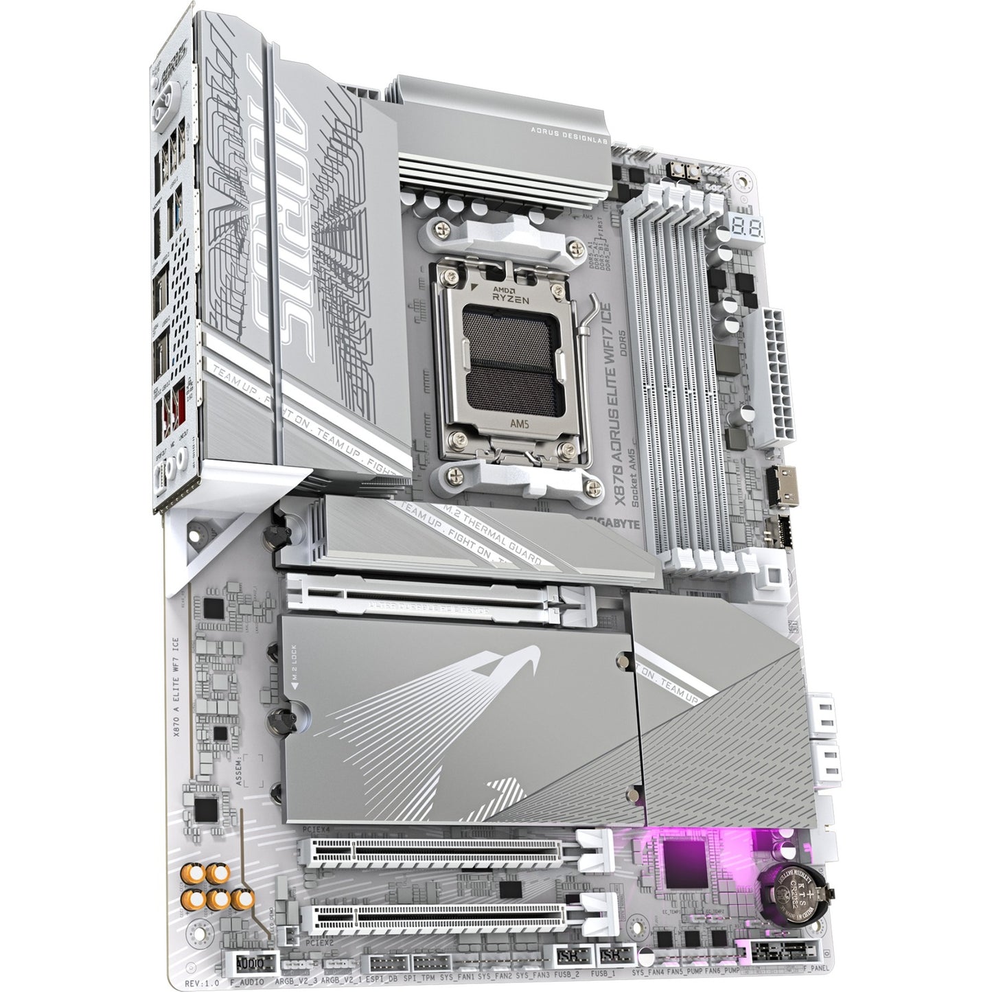 Gigabyte x870 aorus elite wifi7 ice socket am5 moederbord (zilver, raid, 2,5gb-lan, wi-fi 7, bt, sound, atx)