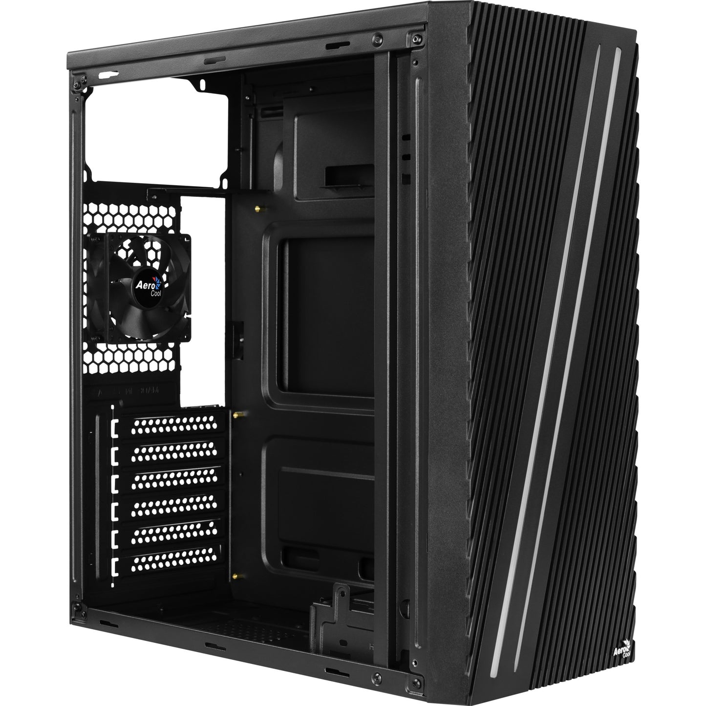 Aerocool streak midi tower behuizing (zwart | 3x usb-a | rgb | window)