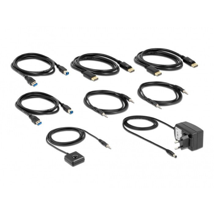 Delock displayport 1.4 8k kvm-switch (grijs zwart)
