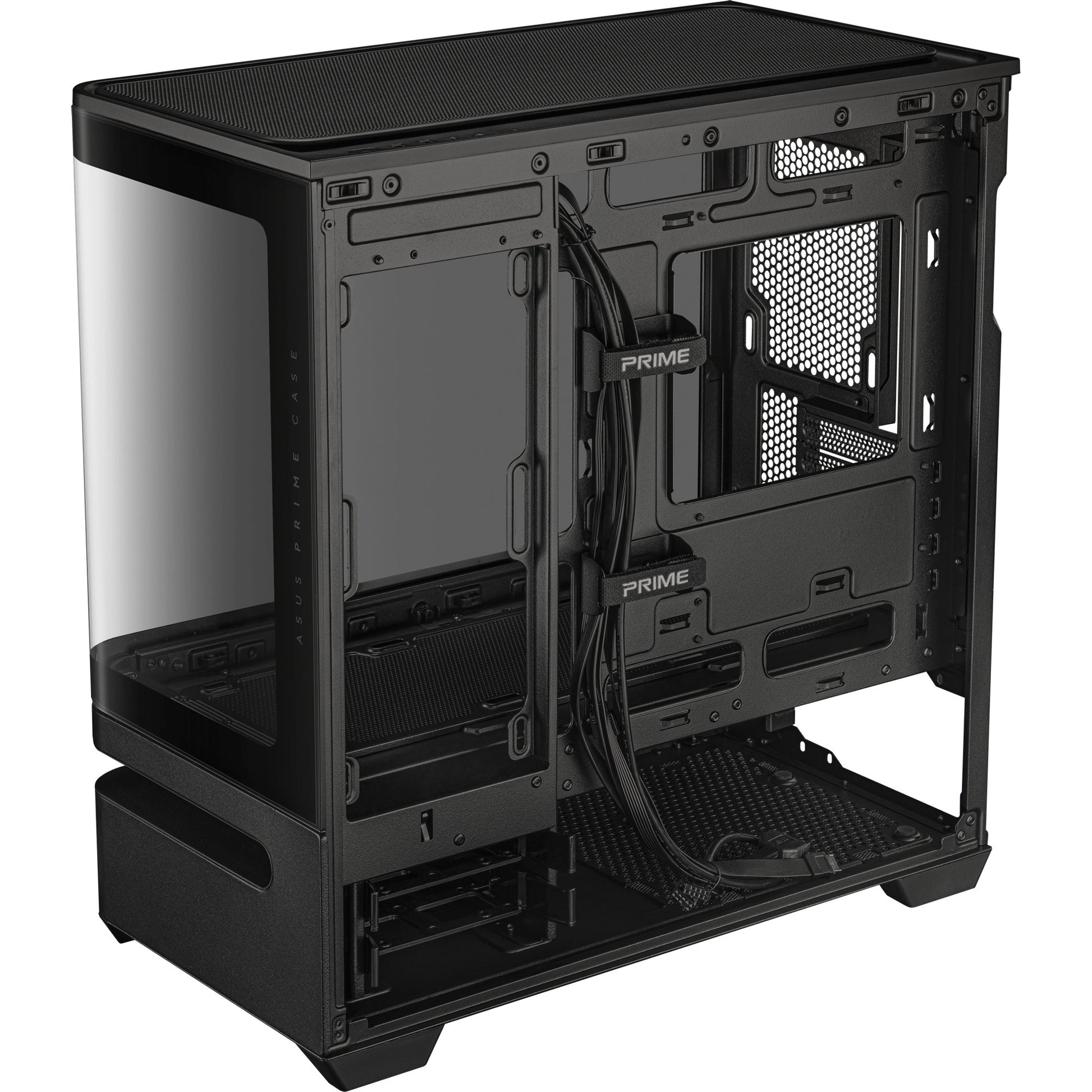 Asus prime ap202 midi tower behuizing (zwart | 2x usb-a | 1x usb-c | rgb | tempered glass)