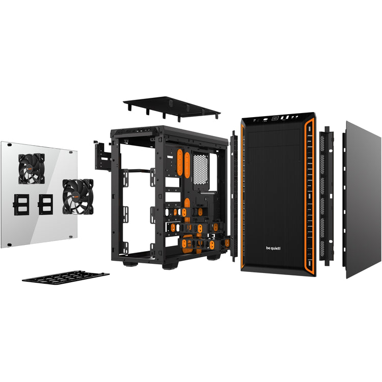 Be quiet! pure base 600 window midi tower behuizing (zwart oranje | 2x usb-a | tempered glass)