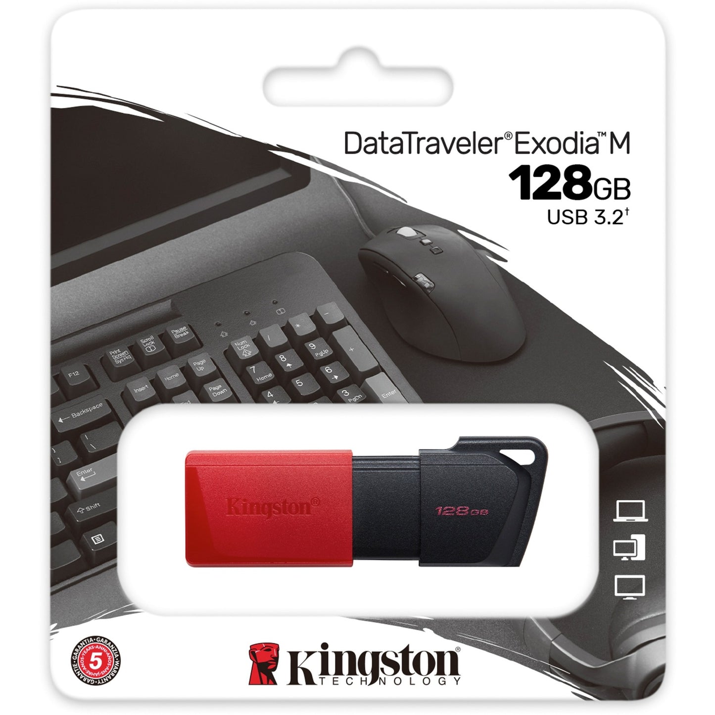 Kingston datatraveler exodia m 128 gb usb-stick (rood zwart, usb-a 3.2 gen 1)