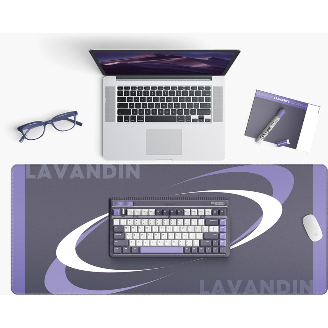 Iqunix og80 lavandin wireless mechanical keyboard (lavendel, us lay-out (qwerty), cherry mx brown, 80% (tkl), hot-swappable, pbt, 2.4ghz | bluetooth 5.1 | usb-c)
