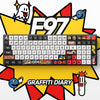 Iqunix f97 graffiti diary wireless mechanical keyboard (zwart, us lay-out (qwerty), ttc gold pink, 96%, rgb leds, hot-swappable, pbt, 2.4ghz | bluetooth 5.1 | usb-c)