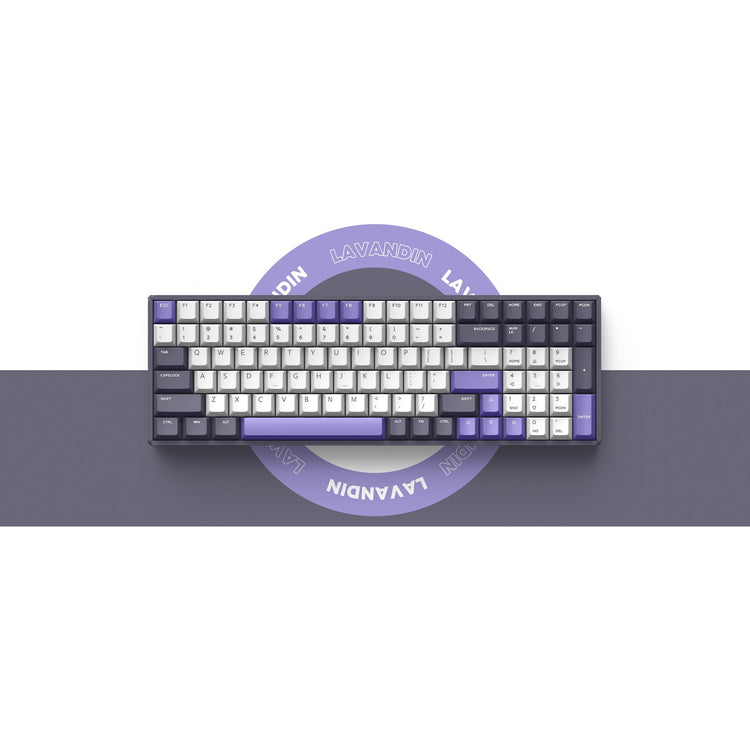 Iqunix f97 lavandin wireless mechanical keyboard (lavendel, us lay-out (qwerty), cherry mx silent red, 96%, rgb leds, hot-swappable, pbt, 2.4ghz | bluetooth 5.1 | usb-c)