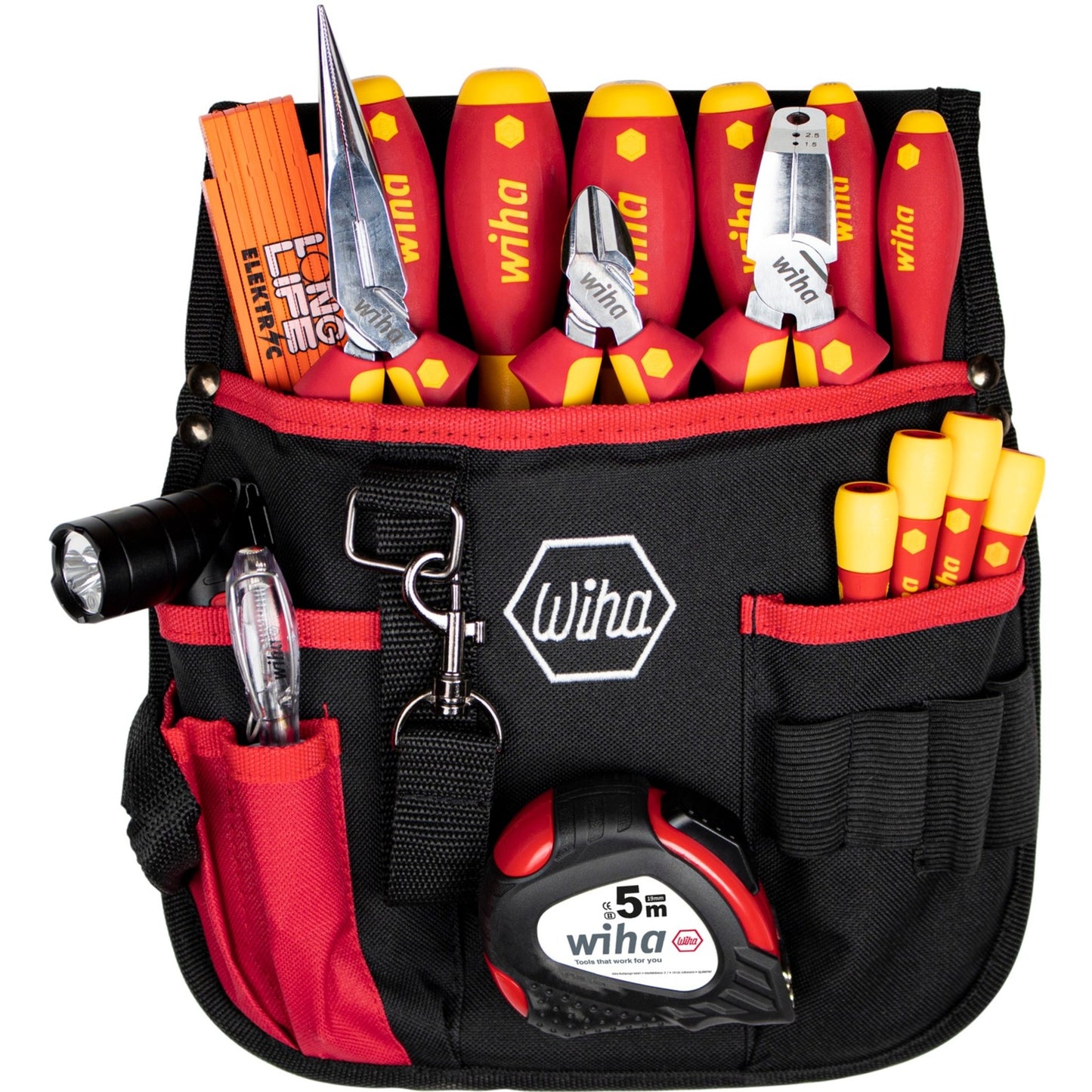 Wiha gereedschapset elektricien gereedschapsset (rood geel, assorti, 18-dlg. incl. heuptas)