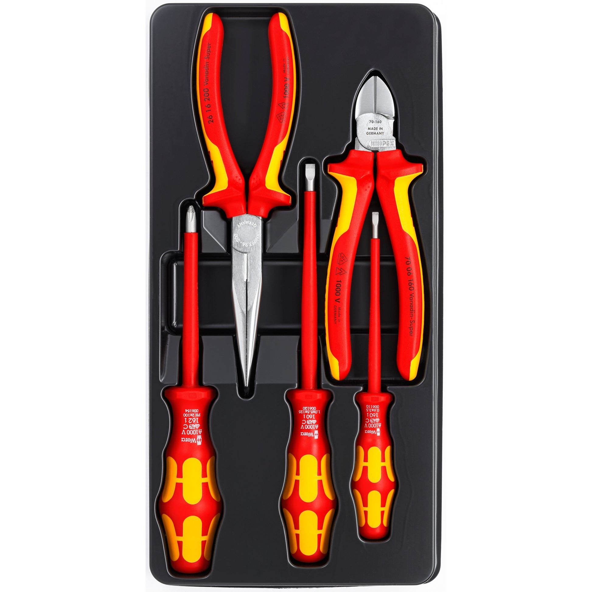 Knipex vde-gereedschapset 00 20 13 gereedschapsset (rood geel, 5 delig)