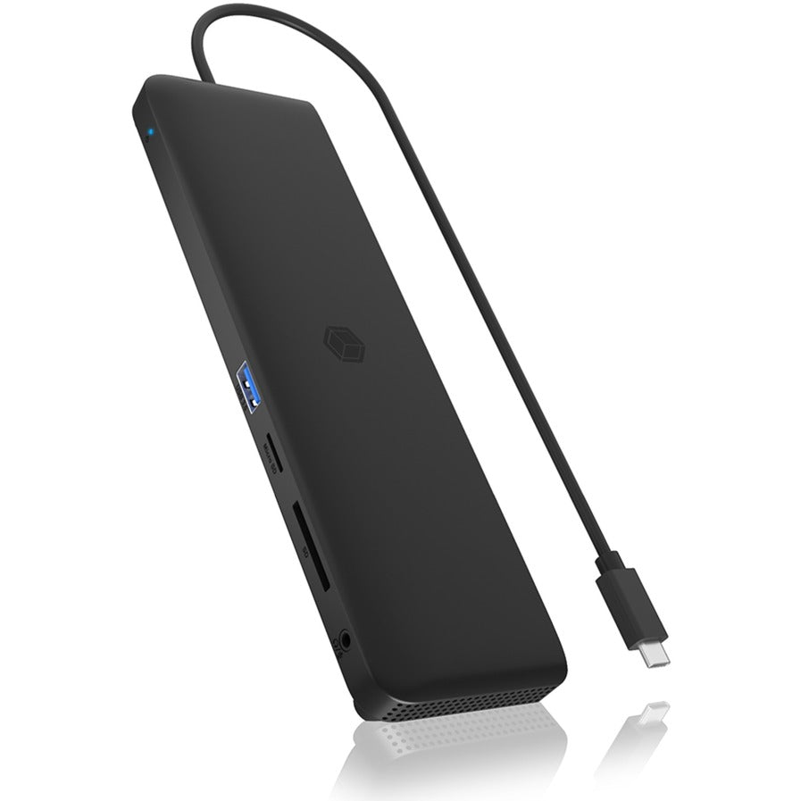 Icy box ib-dk2116-c 11-in-1 mobile dockingstation with triple video output (zwart, hdmi, displayport, lan, usb type-c)