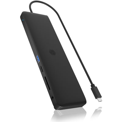 Icy box ib-dk2116-c 11-in-1 mobile dockingstation with triple video output (zwart, hdmi, displayport, lan, usb type-c)