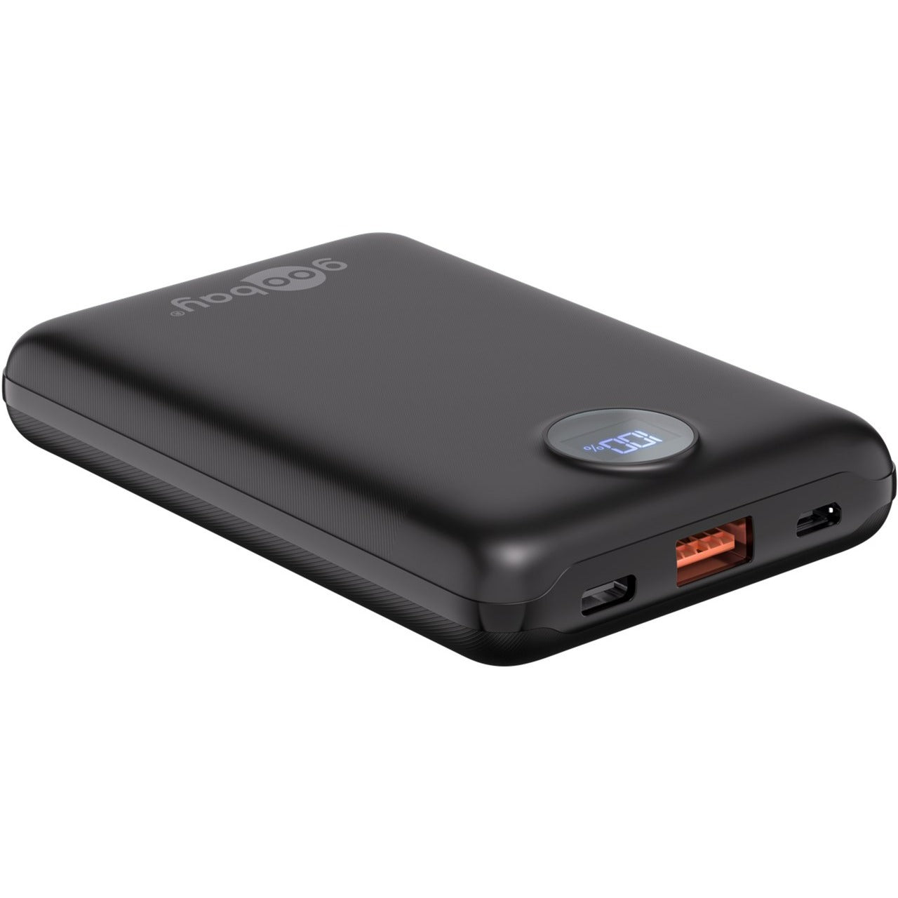 Goobay powerbank compact 10.000 mah (zwart, 10 ah, 1x usb-a, 1x usb-c, power delivery, quick charge)