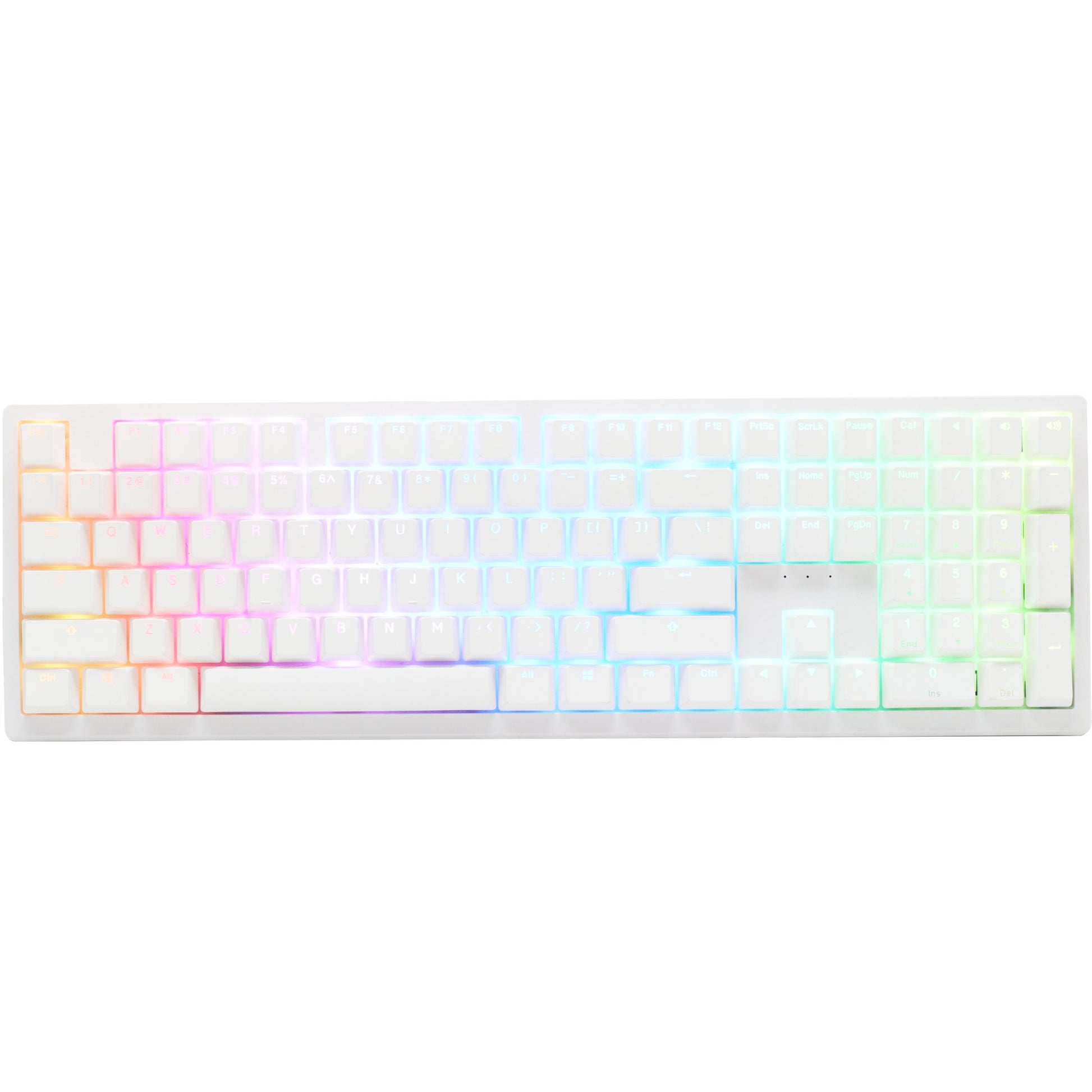Ducky zero 6108 pure white rgb mechanisch gaming toetsenbord (wit, us lay-out (qwerty), cherry mx2a red, 100%, rgb leds, double-shot pbt, hot swap, 2.4ghz | bluetooth | usb-c)